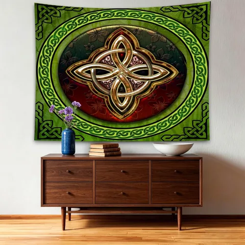 Miniatura 2 de SHRAPHY Tapiz celta nórdico vikingos irlandeses redondo con nudo de amor de buena suerte para sala de estar y dormitorio, 60 x 50 pulgadas GTXPUH1636
