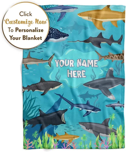 Miniatura 4 de Manta personalizada de Living para niños Manta de forro polar de animales marinos personalizada Manta azul para niños Manta para bebé niña