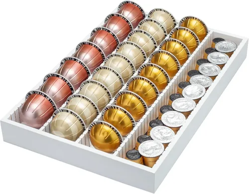 Miniatura 8 de MinBoo Soporte de Almacenamiento de Cápsulas de Café de Bambú con Cajón Insertable para Mostrador Compatible con Cápsulas Vertuoline para Cocina