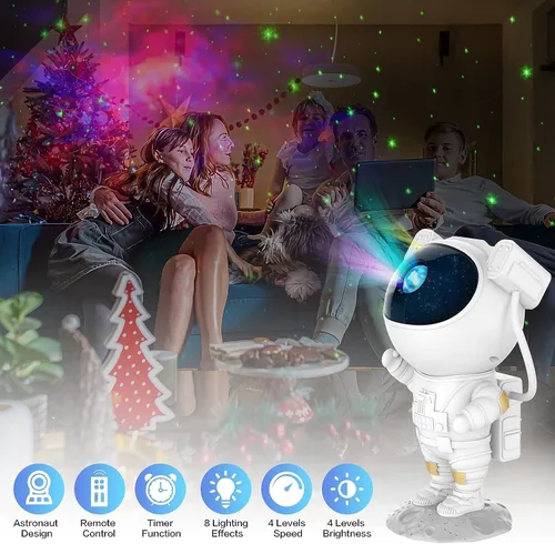 Miniatura 5 de Proyector de luz de astronauta, proyector de galaxia para dormitorio, proyector de estrellas con lámpara de luna, luz nocturna LED de nebulosa