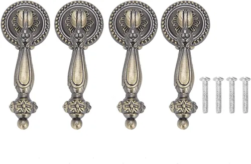 TOPINCN Tiradores decorativos de bronce con un solo agujero para cajones, 4 unidades, con tornillos de montaje