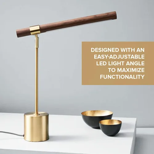 Miniatura 6 de Lámpara de Mesa Moderna Banker Slim - Luz de Escritorio LED - Lámpara de Madera y Latón - Lámpara de Mesa Ajustable - Lámpara de Escritorio de Siglo