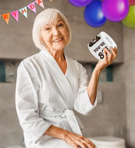 Miniatura 6 de Papel higiénico impreso TP Holy Poop You're 85 - Papel higiénico impreso con texto en inglés «Happy 85th Birthday» para la mejor broma, sorpresa