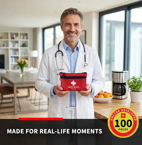 Miniatura 7 de Protect Life Doctor Developed Mini Kit de primeros auxilios, kit de emergencia impermeable de 100 piezas para automóvil, barco, camping y viajes