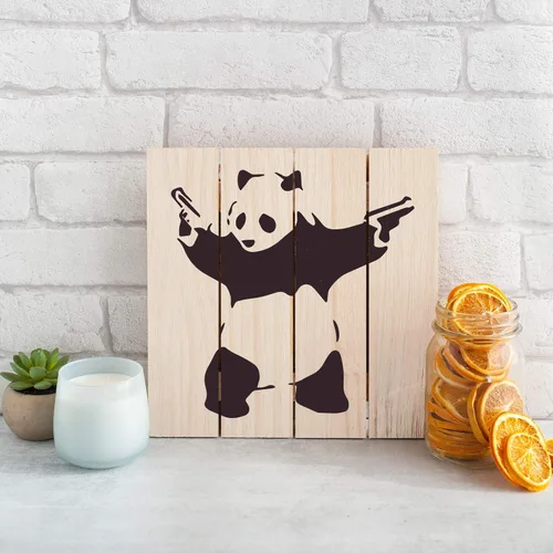 Miniatura 3 de Banksy - Plantilla de panda con pistolas para paredes y manualidades, plantillas reutilizables de panda con pistolas por Banksy para pintar