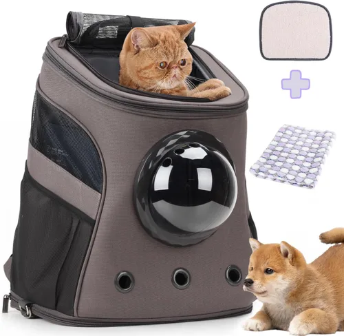 LOLLIMEOW Mochila grande para transportar mascotas, mochila de burbujas para gatos gordos y cachorros, aprobada por aerolíneas (gris)