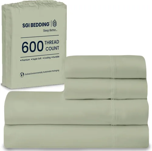 Miniatura 12 de SGI bedding Sábanas de Algodón Egipcio 100% Tamaño Full XL – Juego de Sábanas de 600 Hilos, Suaves, Frescas, Bolsillo Profundo de 16", Ropa de Cama