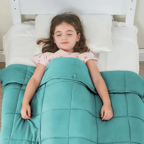 Miniatura 145 de Yescool - Manta con peso para adultos (15 libras, 60 x 80 pulgadas, azul), manta de enfriamiento pesada para dormir, 140-160 libras, manta