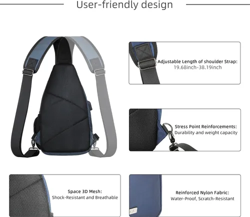 Miniatura 4 de AMJ Mochila Táctica de Pecho con Correa para Hombres, Bolsa de Hombro Antirrobo, Mochila Ligera para Senderismo, Ciclismo, Viaje, Camping