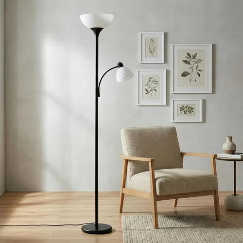 Miniatura 3 de Brightech Torchiere Lámpara de pie LED Sky Dome Plus, lámpara de pie súper brillante con lámpara de lectura para salas de estar y oficinas, lámpara