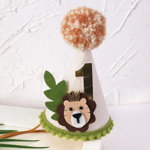 Miniatura 7 de Corona de primer cumpleaños con temática de león - Wild One Jungle Safari Decoración para niños
