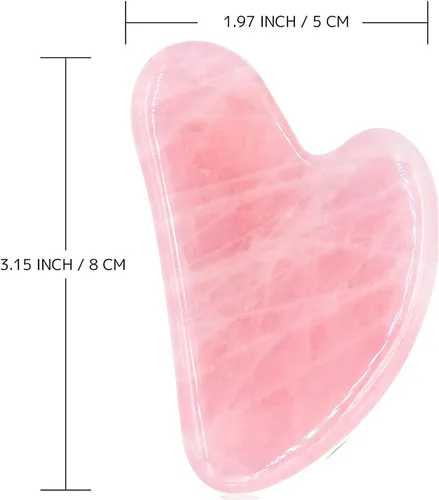 Miniatura 6 de Gua Sha - Herramienta de masaje de cuarzo rosa, herramienta facial de jade para cuello, cuerpo, spa, acupresión, raspado, masaje, tratamiento