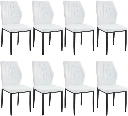 Miniatura 21 de Juego de 4 sillas de comedor negras, modernas sillas de cocina de piel sintética con cojín suave y patas de metal negro, impermeables y fáciles