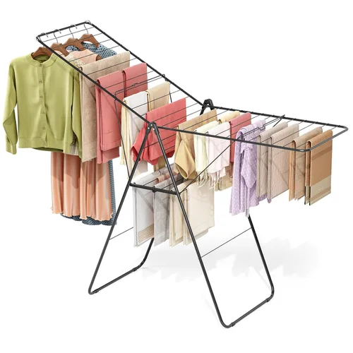 Miniatura 7 de APEXCHASER Tendedero de secado de ropa, plegable de gran tamaño con cubierta de pie en forma de U, altura ajustable, estante de lavandería Blanco