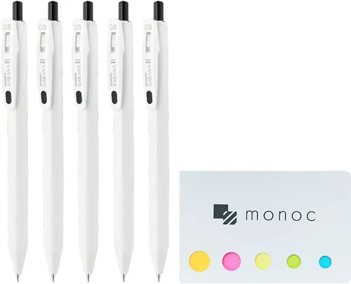 monoc Zebra Sarasa R - Bolígrafo retráctil de tinta de gel de 0.020 in, tinta negra, juego de 5 (JJ29-R1-BK2) Nota adhesiva (importación de Japón)