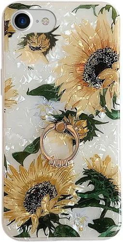 Miniatura 9 de Qokey Funda con flores para iPhone SE 3ª y 2ª generación, para fundas iPhone 7/8 de 4.7 pulgadas, carcasa transparente con patrón floral de cristal