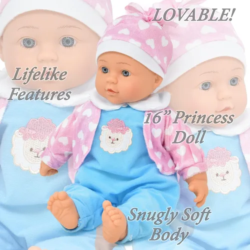 Miniatura 3 de Muñecas para jugar Mi primera muñeca bebé en cochecito, muñeca de cuerpo suave de 16 pulgadas incluida en set de juego divertido para bebés, niños