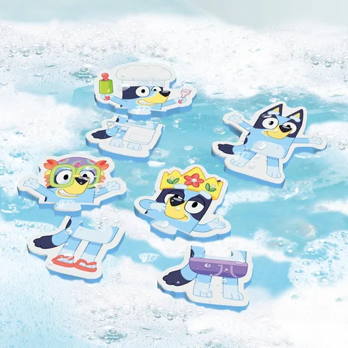 Miniatura 3 de Tomy Toomies Bluey Bath Puzzle - Mezcla y combina Bluey Puzzle - Juguetes de baño de espuma para niños pequeños - Incluye bolsa de malla