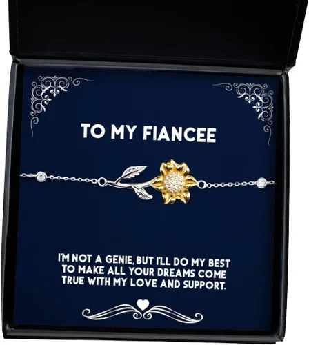 Unique Fiancee Gifts, I'm not a Genie, but I'll do My Best to Make All Your Dreams Come True, Love Sunflower Bracelet for from, Funny Jewelry Gift