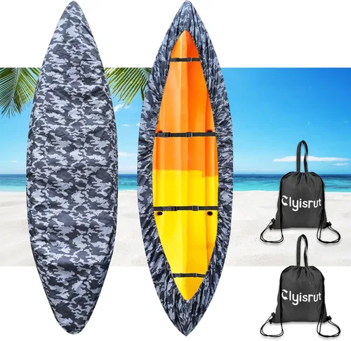 Fundas impermeables para kayak de 10 a 16 pies para almacenamiento al aire libre, accesorios de cubierta de canoa, cubierta de lancha Oxford,