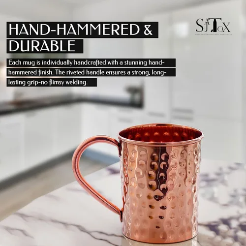 Miniatura 2 de 1 taza hecha a mano de cobre de Moscow Mule de 17 onzas, 100% puro cilíndrico martillado, vasos para beber, accesorios de regalo para fiestas