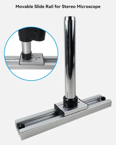 Miniatura 4 de Base de riel deslizante para microscopio estéreo, riel deslizante móvil para soporte de microscopio, base universal de escritorio para soporte