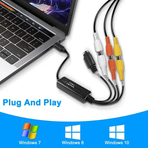 Miniatura 5 de XMSJSIY Convertidor RCA AV a USB C - 1 canal AV NTSC PAL Video S Video/Compuesto a USB Convertidor para teléfono móvil/PC