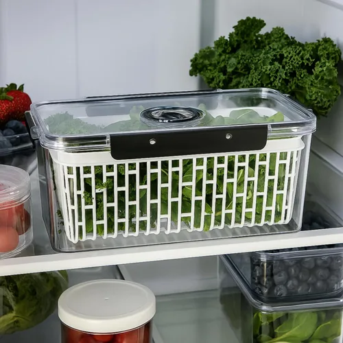 Miniatura 3 de Oggi Recipientes para productos para refrigerador con seguimiento de tiempo, ideales para almacenamiento de frutas, bayas y verduras, lechuga Keeper
