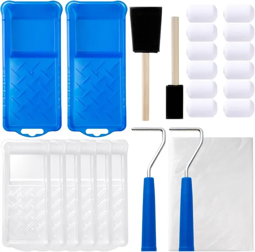 Kit de rodillos de pintura Mister Rui, paquete de 25, rodillo de pintura de espuma de 5 cm, rodillos de pintura pequeños, forros de bandeja de