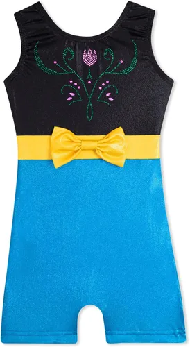 Miniatura 8 de HOZIY Leotardos de gimnasia para niñas, con diseño de sirena, bicicleta brillante, lunares verdes, rojo y rosa fuerte
