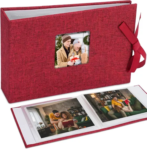 Miniatura 15 de Vienrose Álbum de fotos pequeño de 4 x 6 pulgadas, mini libro de fotos con bolsillos, páginas transparentes con capacidad para 52 fotos, cubierta
