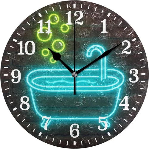 Miniatura 16 de JUNZAN Reloj de bañera con vino romántico espumoso y velas, reloj de pared silencioso de 10 pulgadas, pequeño reloj redondo, decoración de cocina