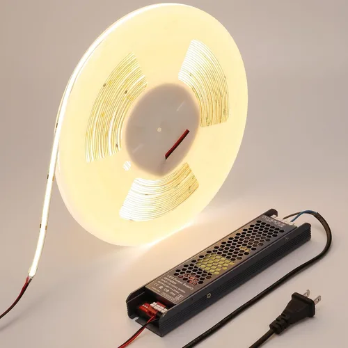 Miniatura 11 de BENLUN Tira de luz LED COB de 48 V, 65.6 pies, 3000 K, luz blanca cálida, flexible, cortable, luces de cinta LED 8W/M 480LEDs/M CRI 92 con fuente