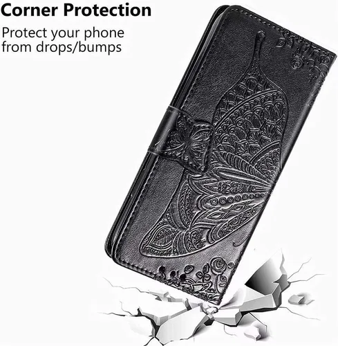 Miniatura 6 de Funda tipo cartera para Samsung Galaxy S21+/S21 Plus, piel sintética de alta calidad con estampado de flores de mariposa en relieve, función atril