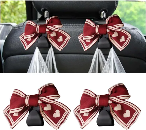 Miniatura 12 de Mandark 2 piezas de ganchos para reposacabezas de asiento de automóvil, lindos ganchos de arco para bolsos y bolsas, accesorios de decoración