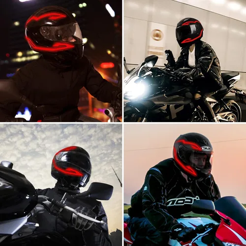 Miniatura 5 de JIGUOOR 4 luces LED para casco de motocicleta, 3 modos de luz LED para casco de motocicleta, kit de accesorios de decoración para motocicleta