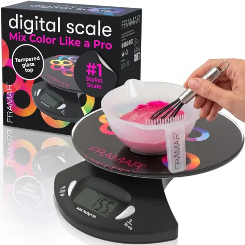 FRAMAR Báscula de color para peluquería – Báscula digital para color de cabello, para cocina, alimentos, estilista, fácil de limpiar, precisa –