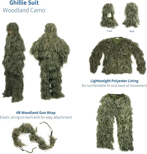 Miniatura 3 de VIVO Ghillie ropa de caza de camuflaje para el bosque- Traje (4 piezas)