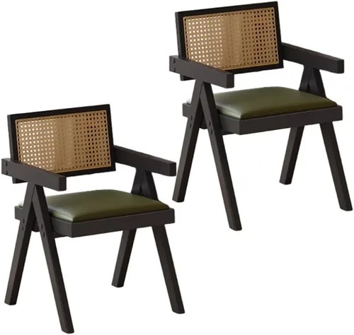 Miniatura 12 de YVYKFZD Juego de sillas de comedor de ratán, sillas de comedor de madera, sillas de cocina con respaldo tejido, sillón tapizado, silla auxiliar