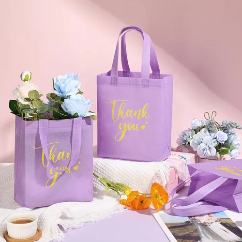 Miniatura 2 de Sweetude 30 Bolsas de Regalo de Agradecimiento con Asas a Granel Bolsa de Dulces Reutilizable No Tejida Plegable Bolso de Mano para Regalos