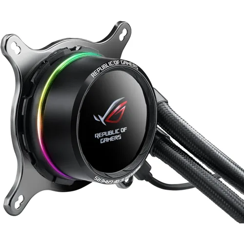 Miniatura 3 de Asus ROG RYUO 240 RGB AIO Enfriador líquido de CPU 9.449 in Radiador Dual 4.724 in 4-Pin PWM Ventilador con panel OLED y ajuste de ventilador 1.77