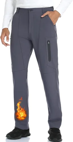 Pantalones de esquí de nieve para hombre, pantalones de senderismo con forro polar, pantalones cargo resistentes al agua Softshell