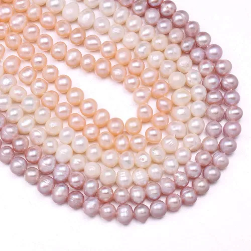 Miniatura 5 de Cuentas de perlas naturales 100% redondas de perlas de agua dulce sueltas para hacer joyas, collares, pulseras, dijes, 2 hebras de 0.197-0.236 in