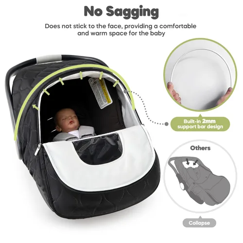 Miniatura 3 de Funda de asiento de automóvil para bebé, impermeable, resistente al viento, forro polar cálido transpirable con cremallera completa para asiento