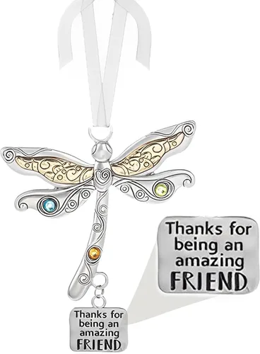 Miniatura 2 de Adorno de amigo con texto en inglés "Thank for Being an Amazing Friend" con diseño de libélula, adornos pensados, regalo de amistad, decoración