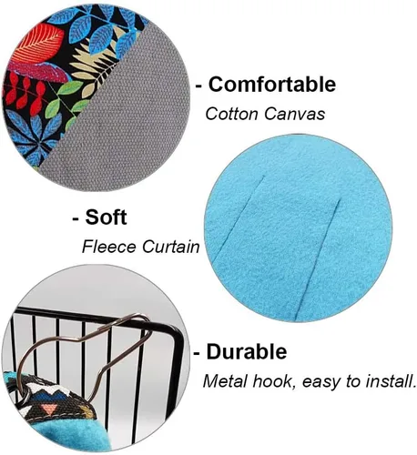 Miniatura 3 de RIOUSSI Escondite para Cobayas Escondite de Rincón Forro Polar Juguetes Accesorios de Jaula con Lados Reversibles, Hojas Negras