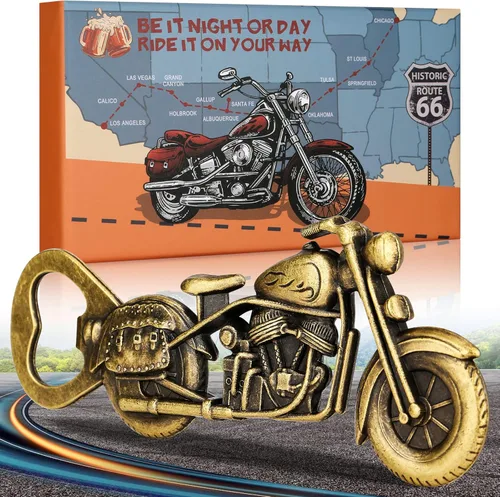 Regalos de moto para hombres, abridor de botellas de motocicleta, divertidos regalos de cerveza para hombres, él papá, accesorios vintage de bronce,