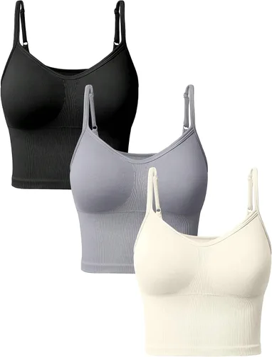 Milumia Paquete de 3 camisetas de entrenamiento para mujer, con tirantes delgados fruncidos, atléticos, para yoga