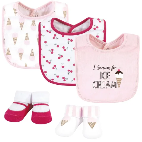 Miniatura 64 de Hudson Baby Conjunto de babero y calcetines unisex de algodón para bebé, Tamaño único Chica Calabaza