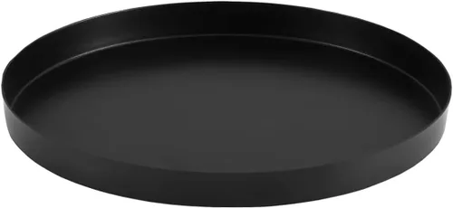 Bandeja redonda de metal negro para velas, bandeja de servir decorativa para decoraciones modernas de hogar de granja (11.8")